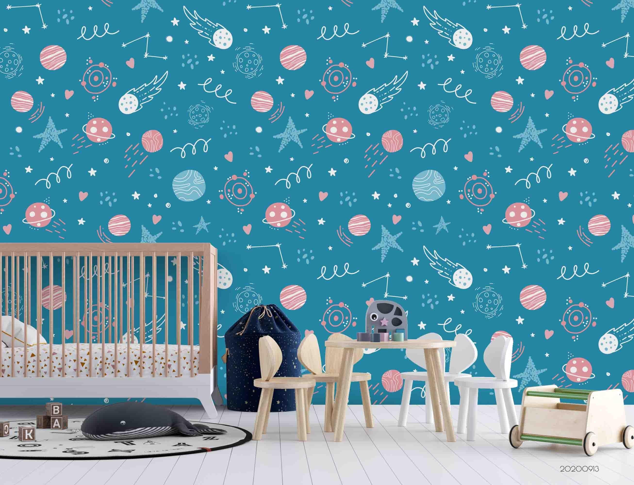 3D Blue Space Star Track Planet Sun Earth Wall Mural Wallpaper LXL- Jess Art Decoration