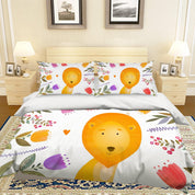 3D Cartoon Lion Flower Quilt Cover Set Bedding Set Pillowcases 50- Jess Art Decoration