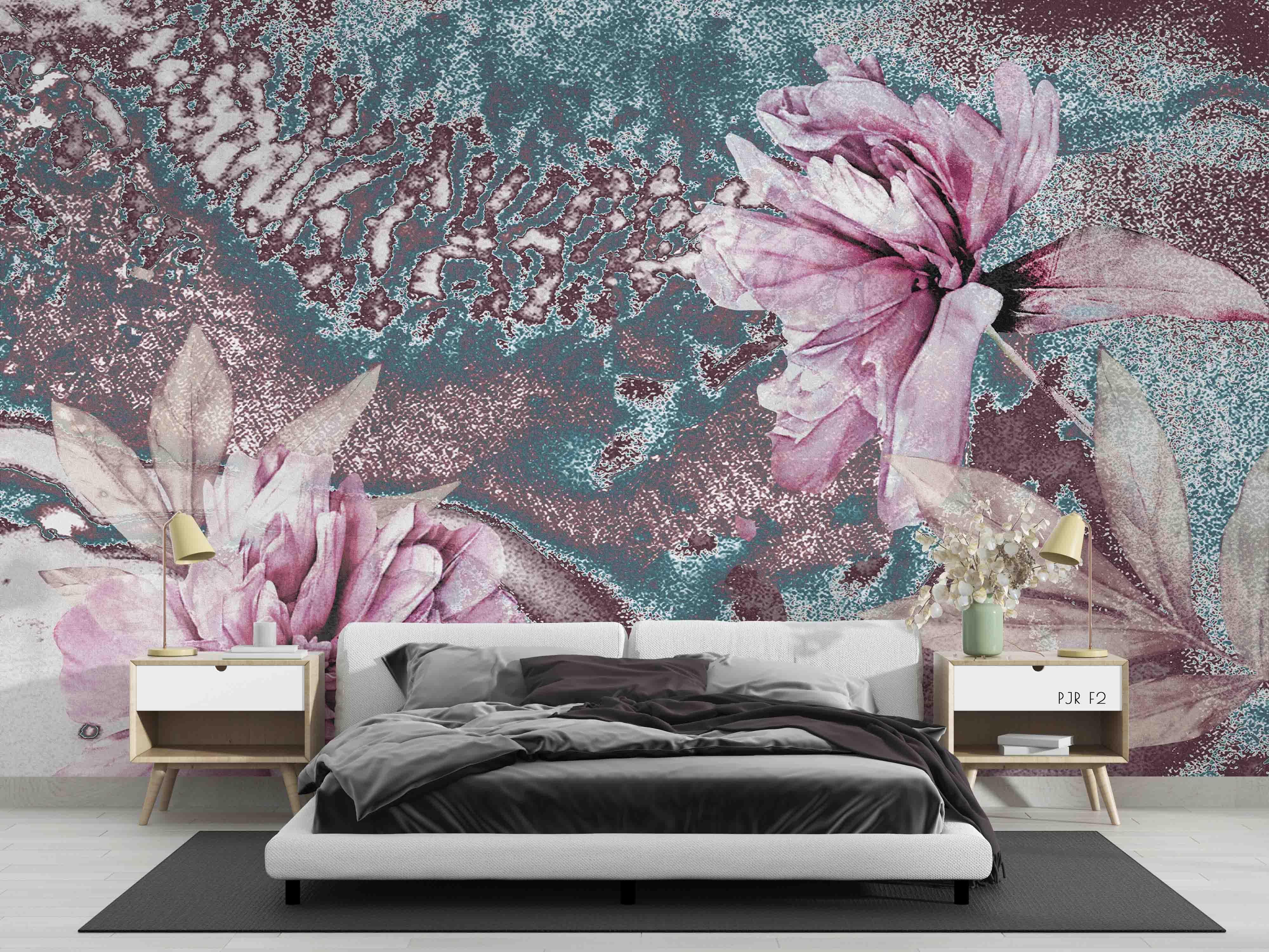 3D Watercolor Painting Pink FLower Mural Wallpaper WJ 1370- Jess Art Decoration