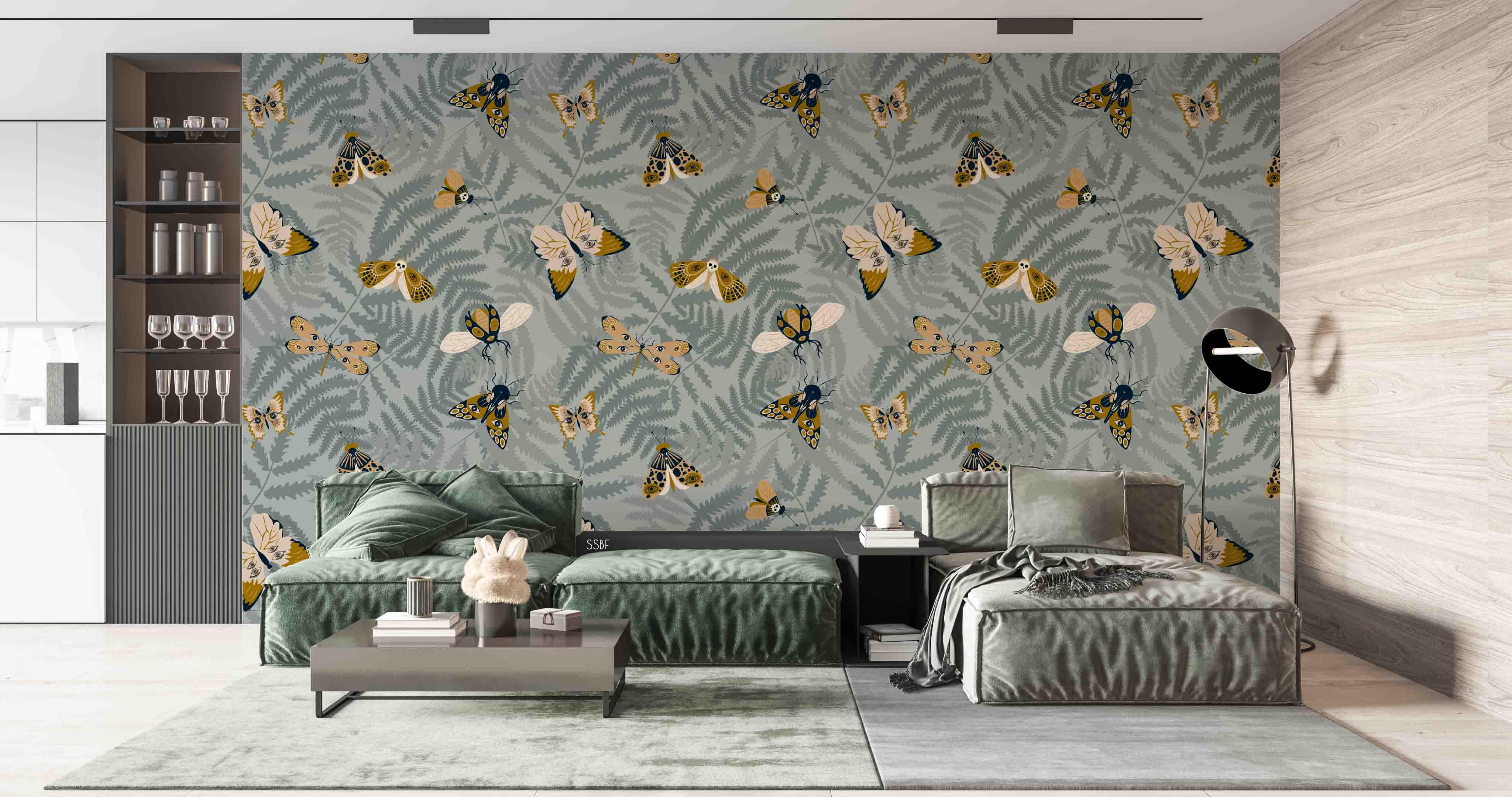 3D Vintage Butterfly Leaves Background Wall Mural Wallpaper GD 3505- Jess Art Decoration