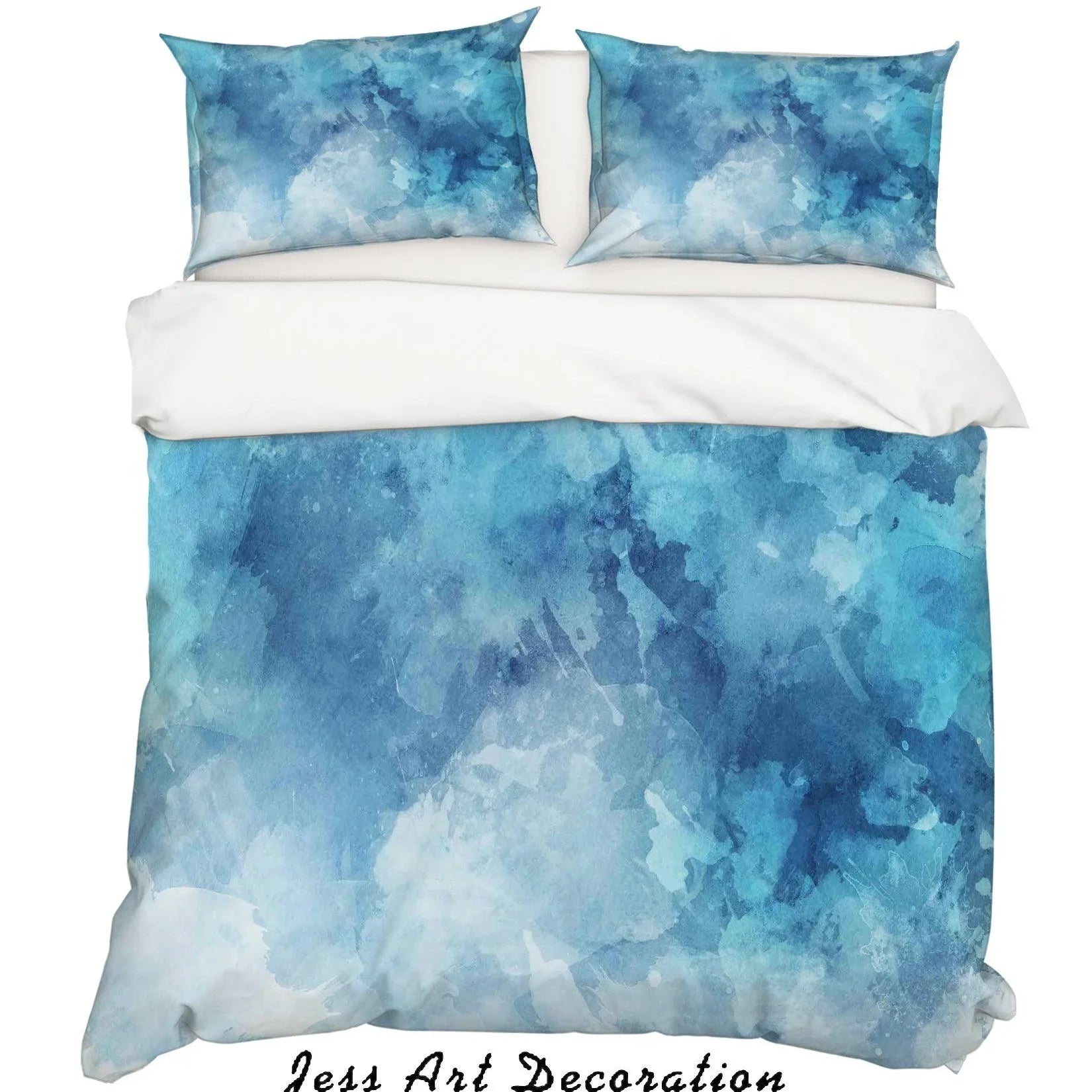 3D Blue Watercolor Quilt Cover Set Bedding Set Pillowcases 11- Jess Art Decoration