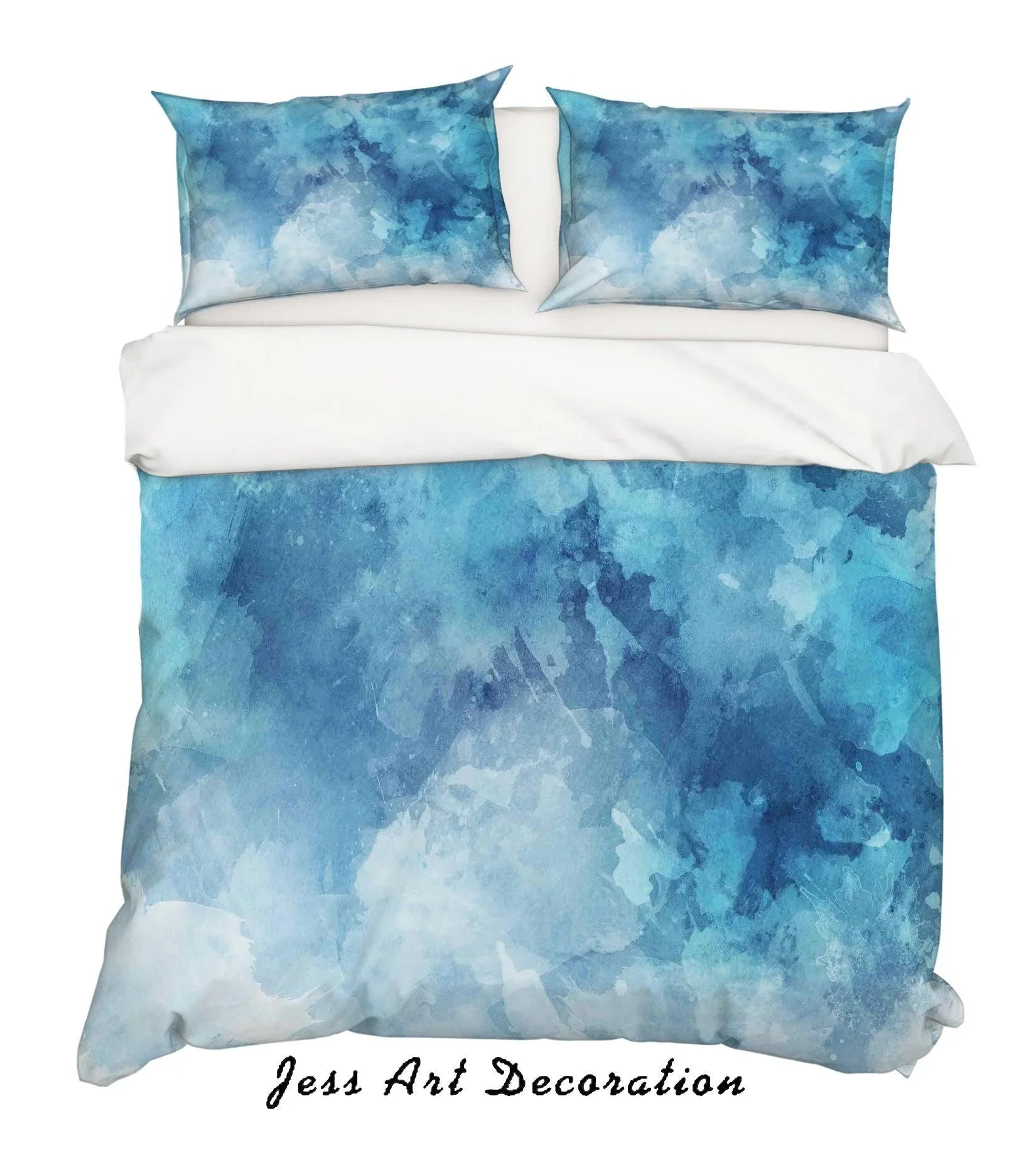 3D Blue Watercolor Quilt Cover Set Bedding Set Pillowcases 11- Jess Art Decoration