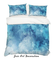 3D Blue Watercolor Quilt Cover Set Bedding Set Pillowcases 11- Jess Art Decoration