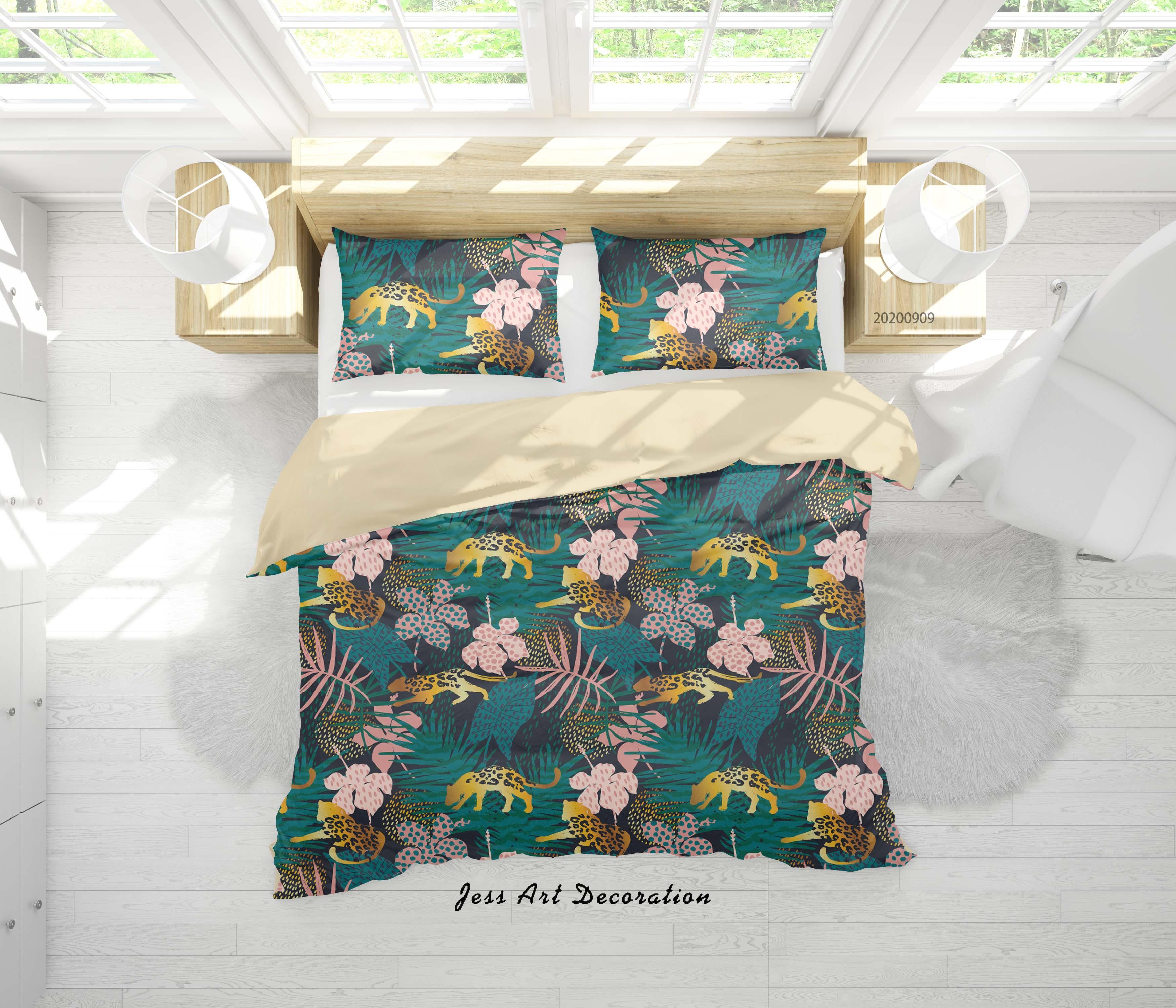 3D Animal Leaves Pattern Quilt Cover Set Bedding Set Duvet Cover Pillowcases WJ 6102- Jess Art Decoration