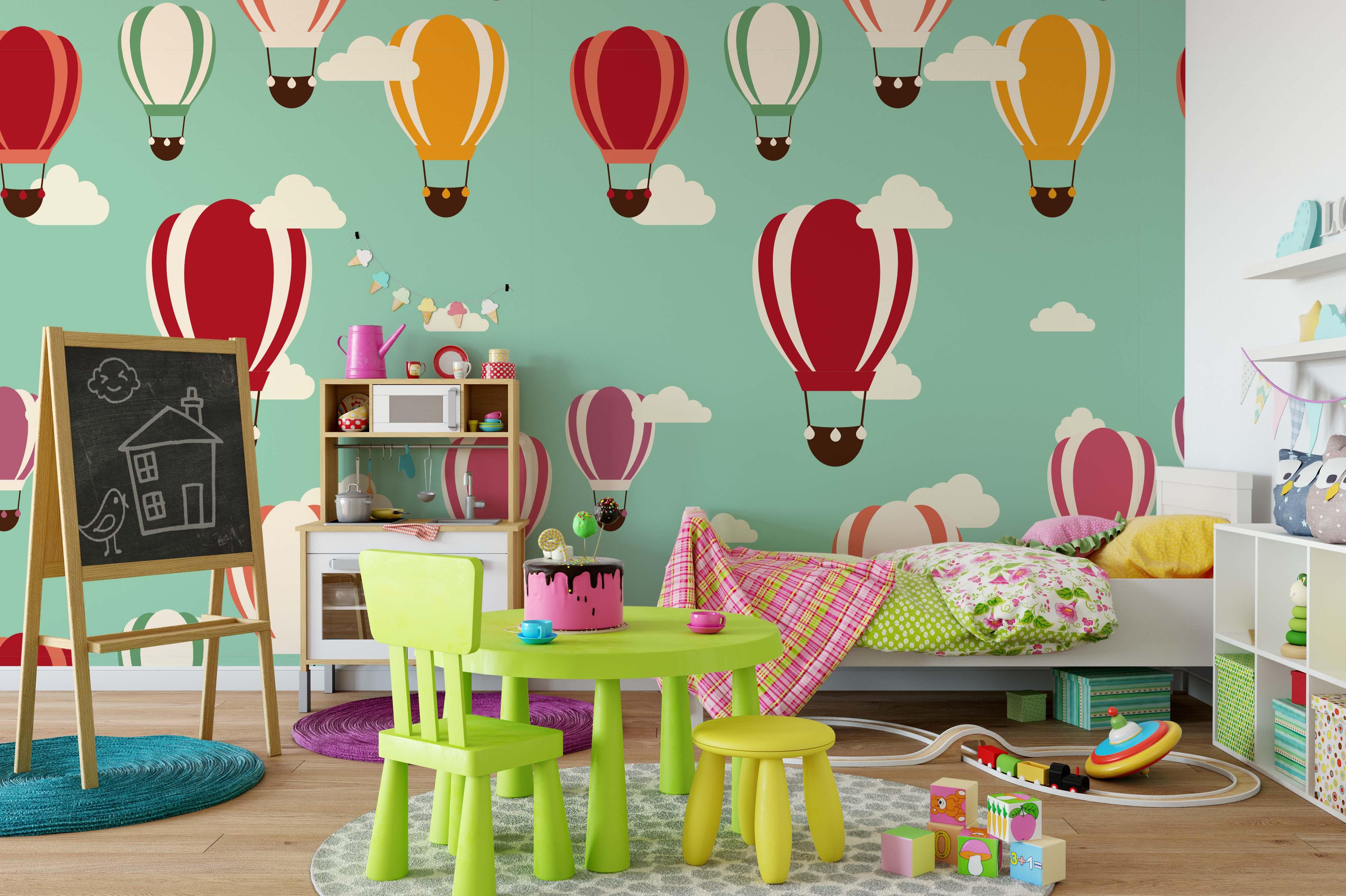 3D Hot Air Balloon Green Wall Mural Wallpaper 32- Jess Art Decoration