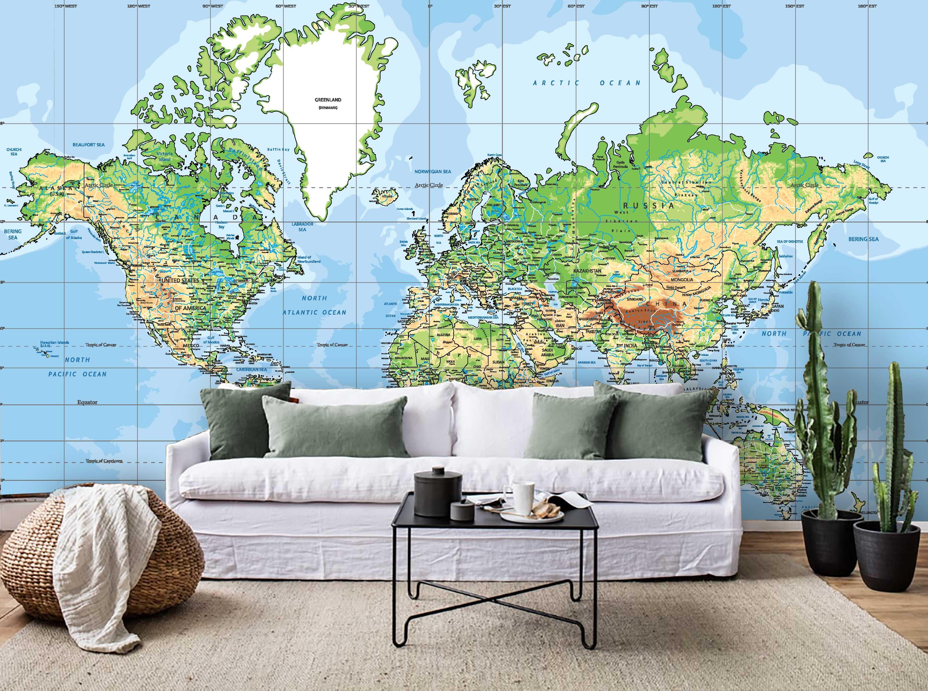 3D Blue World Map Wall Mural Wallpaper 53- Jess Art Decoration