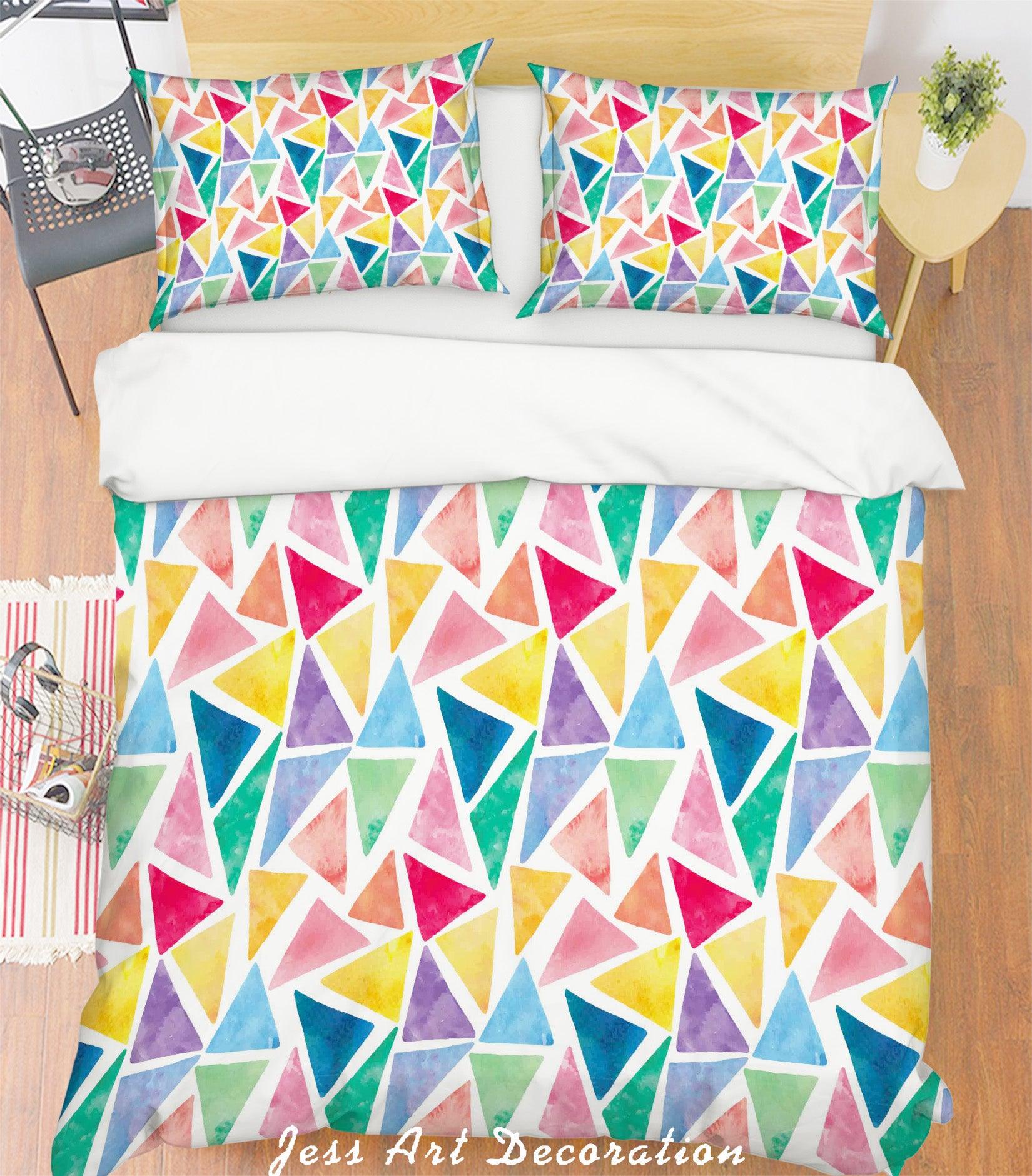 3D Color Triangle Quilt Cover Set Bedding Set Pillowcases 199- Jess Art Decoration