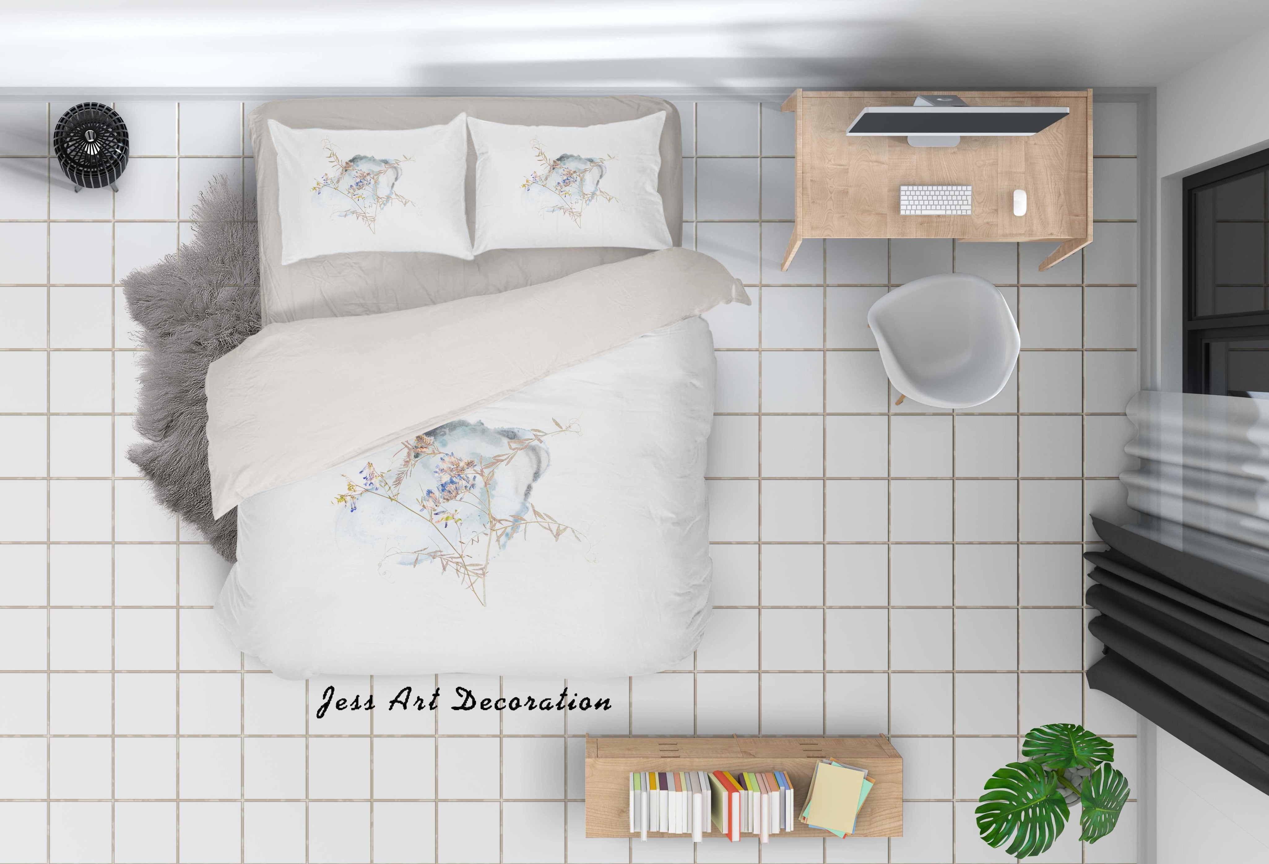 3D Floral Pattern White Quilt Cover Set Bedding Set Duvet Cover Pillowcases LQH A97- Jess Art Decoration