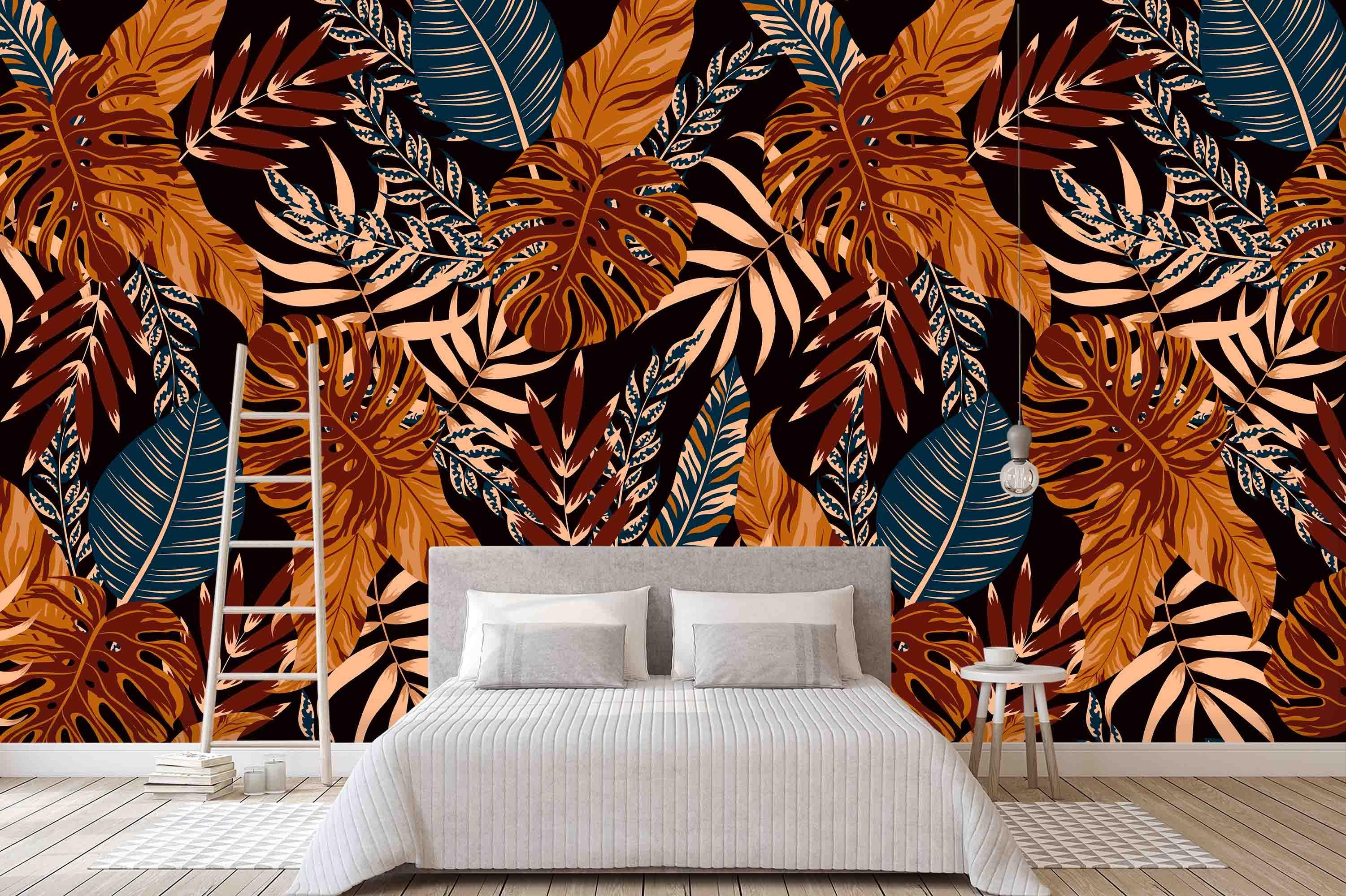 3D colorful tropical plant leaves wall mural wallpaper 21- Jess Art Decoration