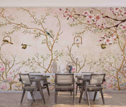 3D Vintage Magnolia Floral Branch Bird Wall Mural Wallpaper GD 4657- Jess Art Decoration