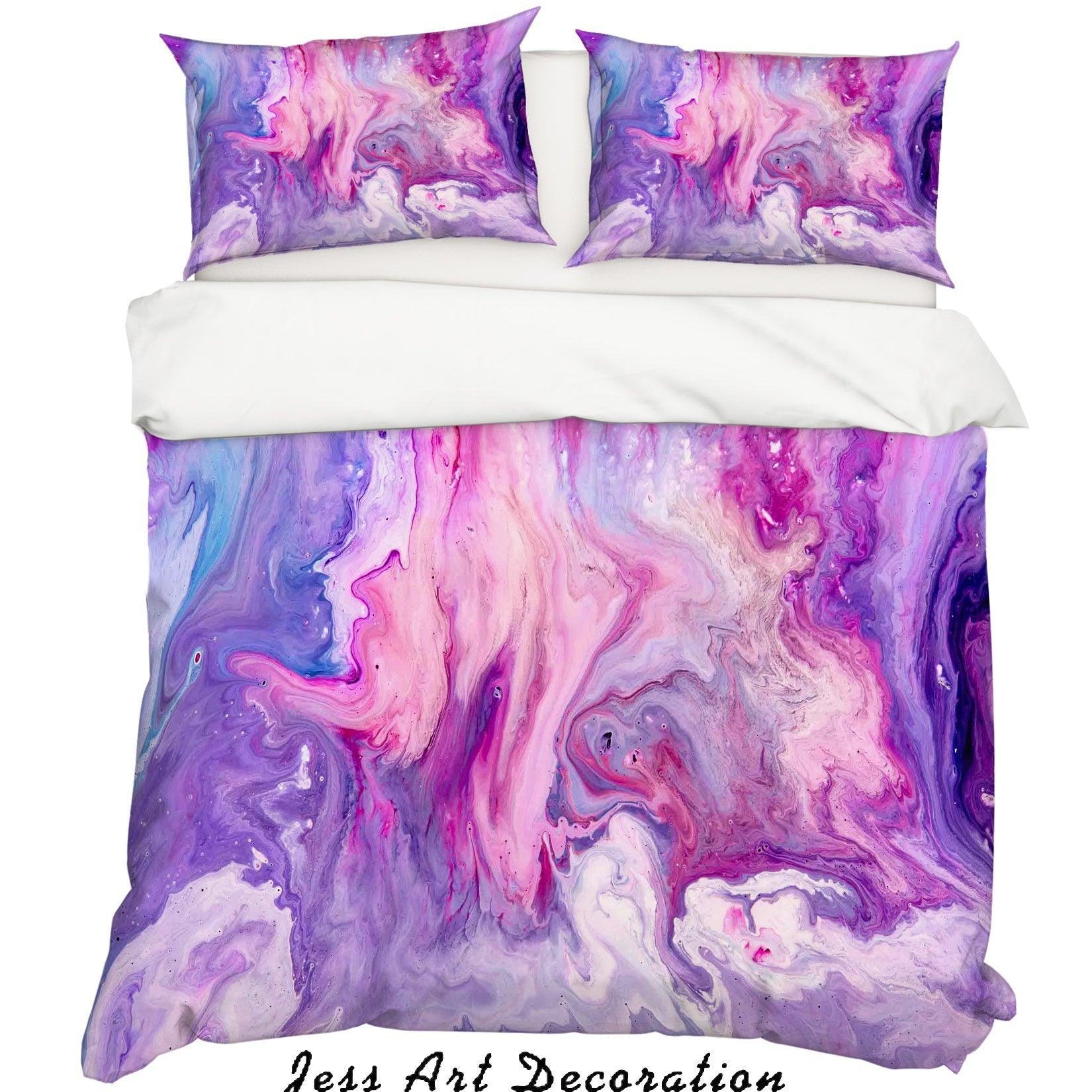 3D Purple Watercolor Quilt Cover Set Bedding Set Pillowcases 29- Jess Art Decoration
