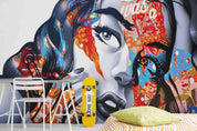 Graffiti Female Face Finger Wallpaper portrait street art wall mural for bedroom or creative studio - view 2