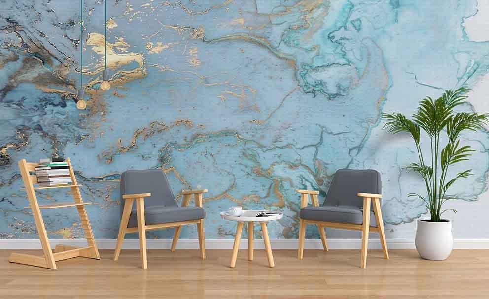 3D Blue Ocean Marble Texture Wall Mural Wallpaper 234- Jess Art Decoration