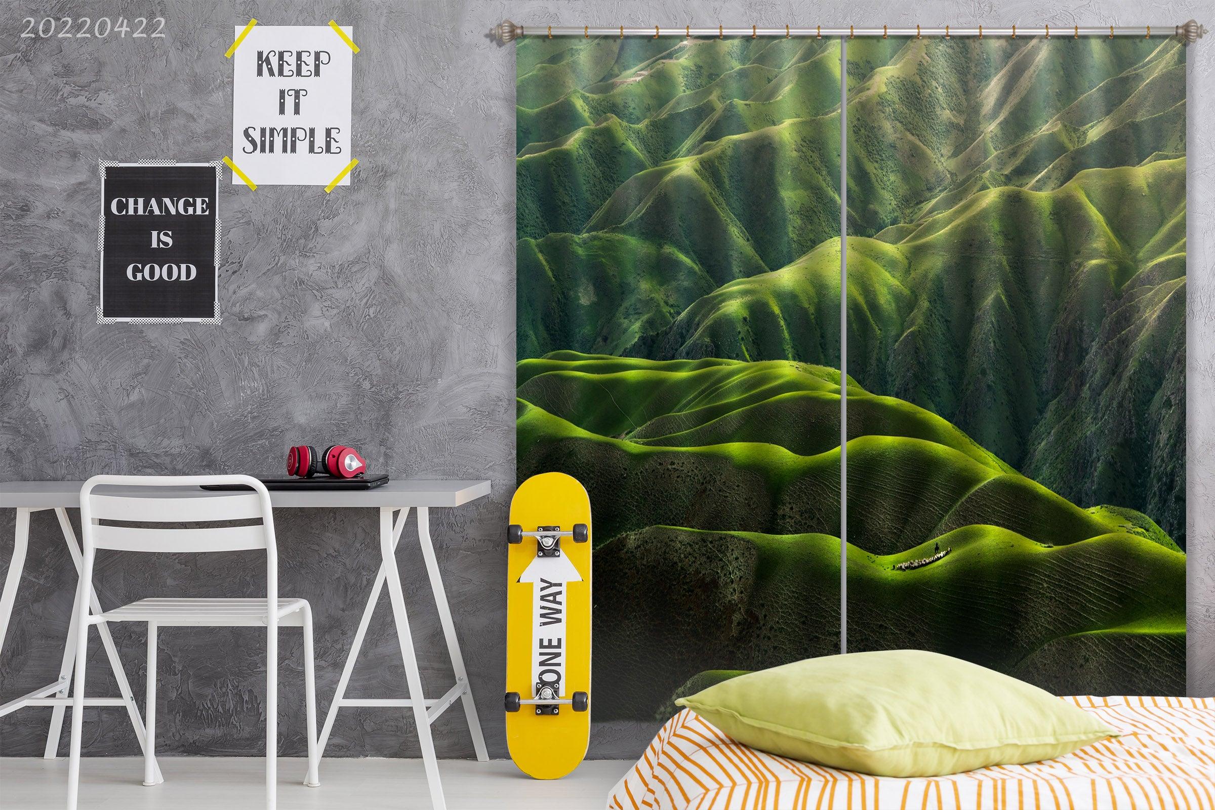 3D Landscape Mountain Green Vegetation Curtains and Drapes GD 4198- Jess Art Decoration