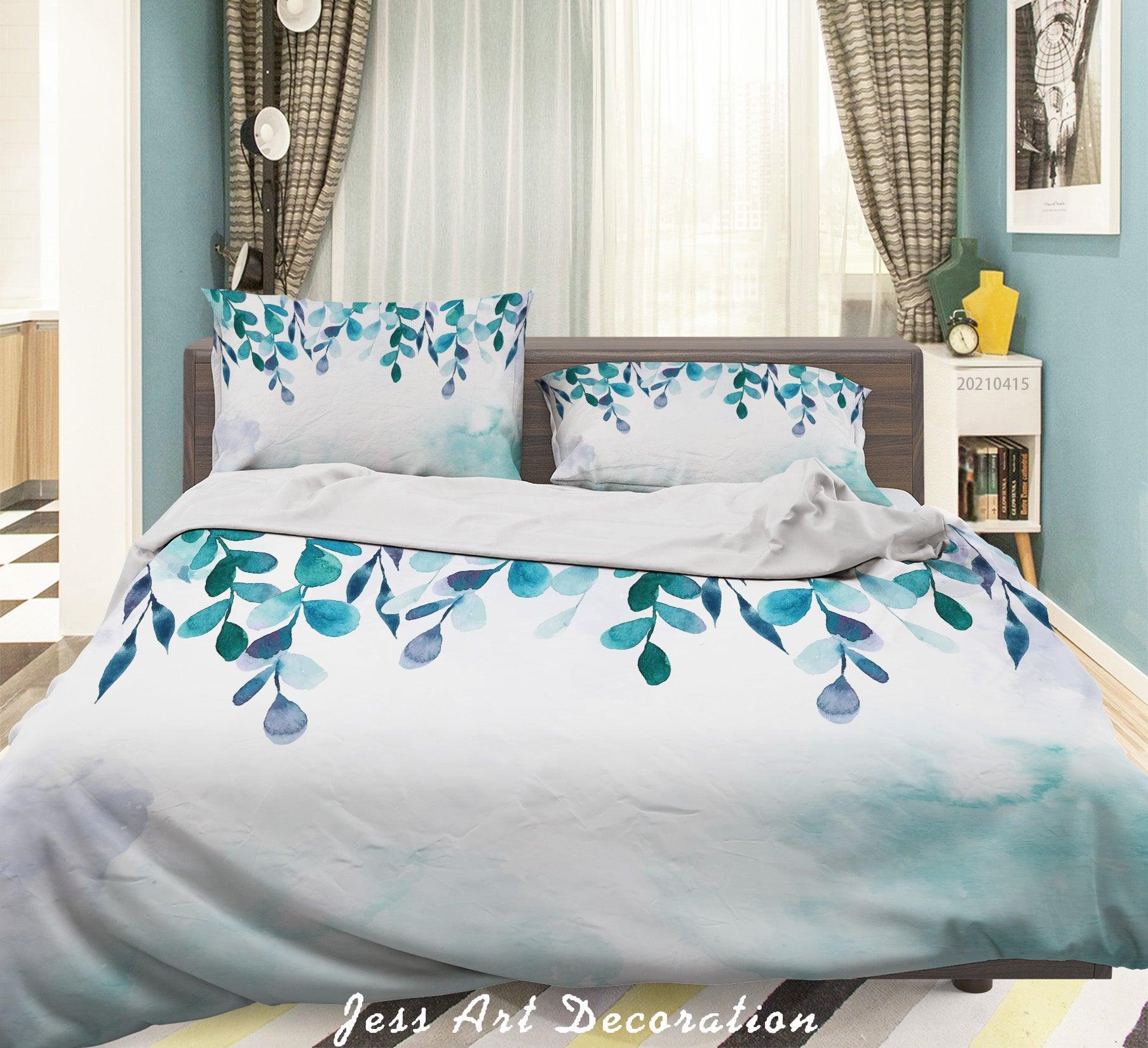 3D Watercolor Leaf Pattern Quilt Cover Set Bedding Set Duvet Cover Pillowcases 109- Jess Art Decoration