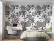 3D Sketch Peony Floral Pattern Black White Wall Mural Wallpaper GD 1329- Jess Art Decoration