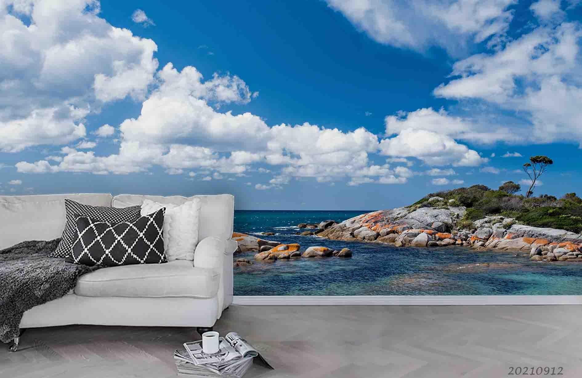3D Blue Sky Cloud Sea Landscape Wall Mural Wallpaper LQH 310- Jess Art Decoration