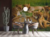 3D  Africa Grassland Lion Wall Mural Wallpaper SWW1691- Jess Art Decoration
