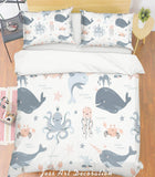 3D Cartoon Octopus Dolphin Quilt Cover Set Bedding Set Pillowcases 122- Jess Art Decoration