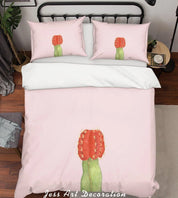 3D Pink Cactus Prickly Pear Quilt Cover Set Bedding Set Duvet Cover Pillowcases SF56- Jess Art Decoration