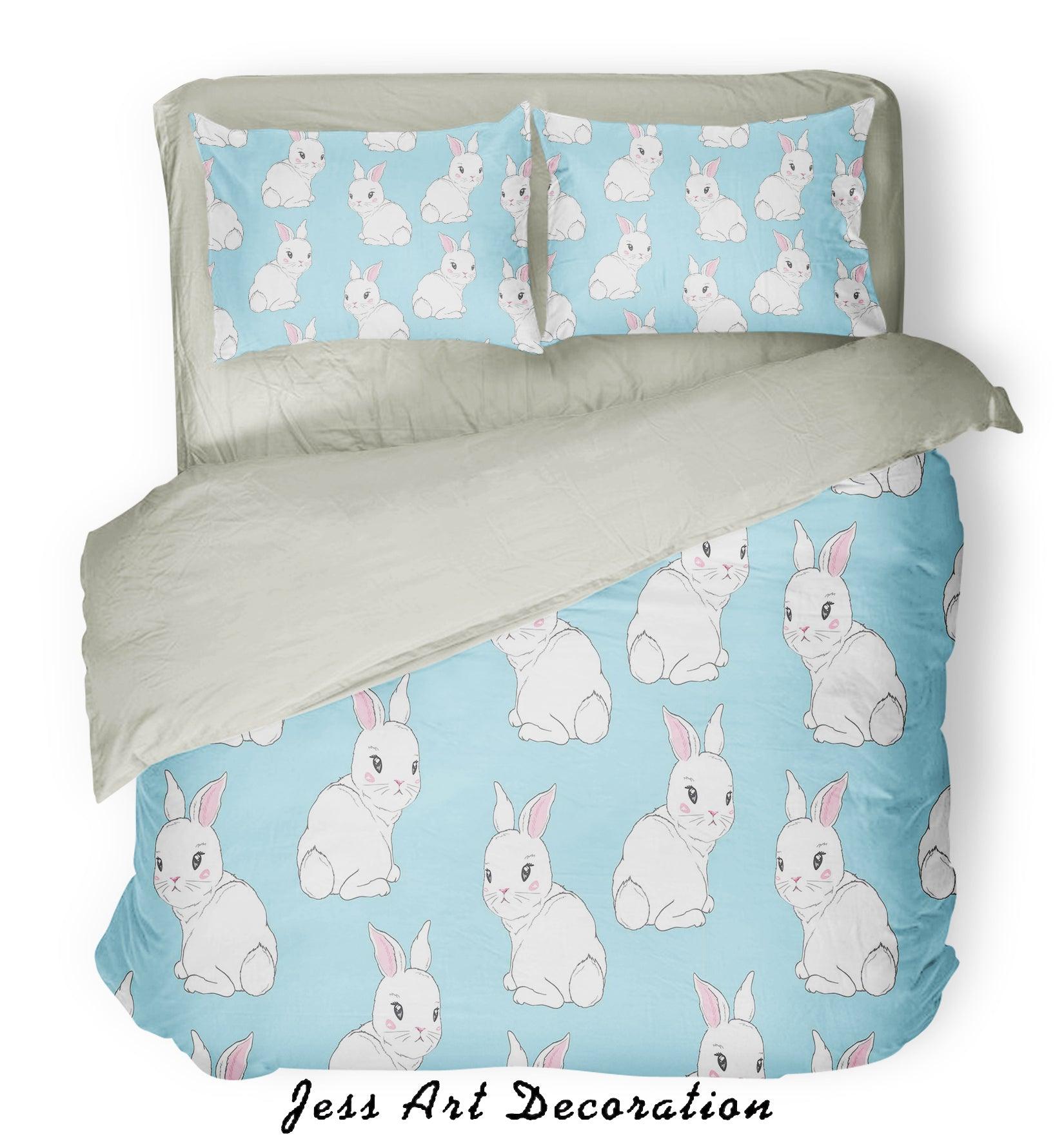 3D Rabbit Pattern Quilt Cover Set Bedding Set Pillowcases  12- Jess Art Decoration