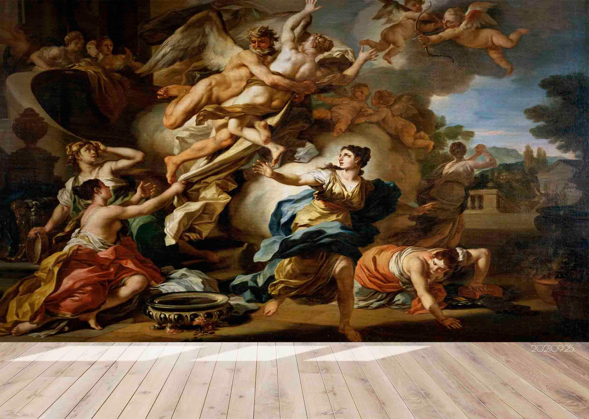 3D Classical Angel Wall classical angel religious painting wall mural wallpaper for dining room - view 4