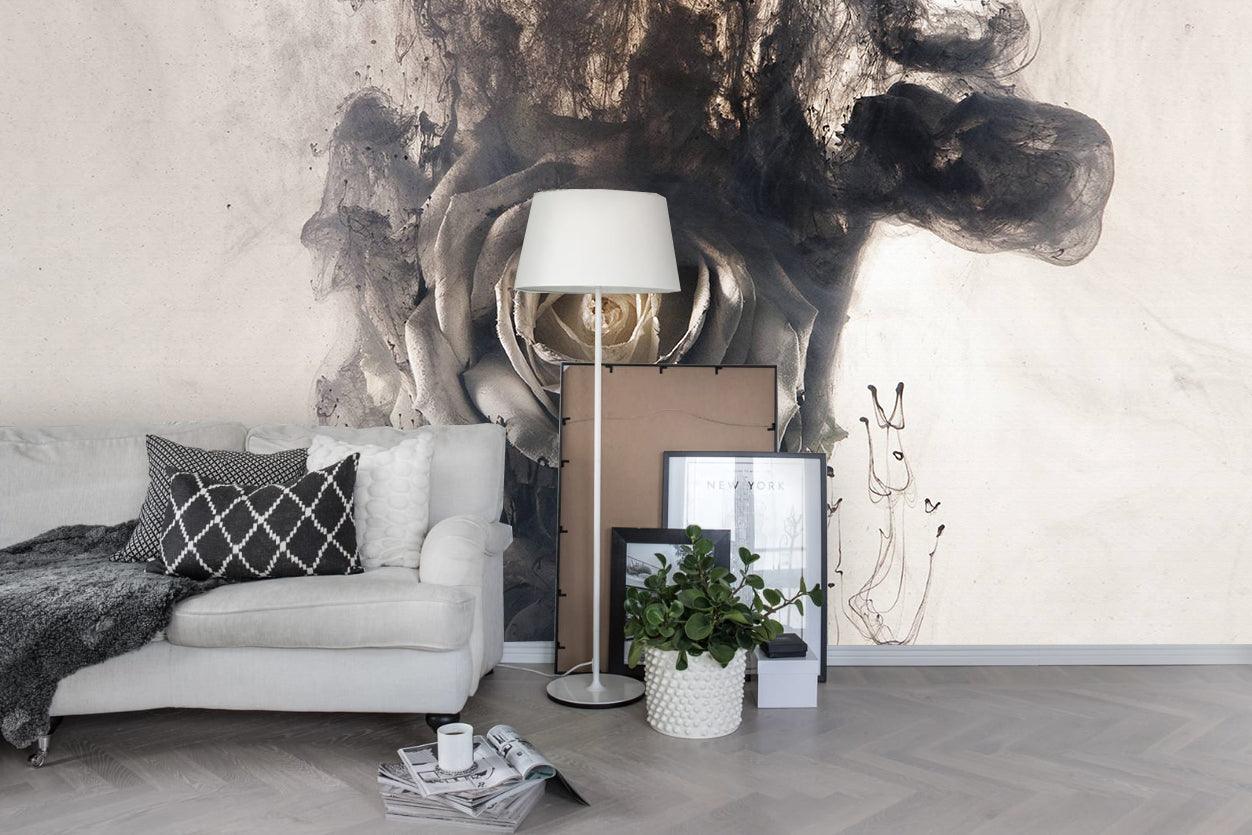 3D black ink golden rose wall mural wallpaper 43- Jess Art Decoration