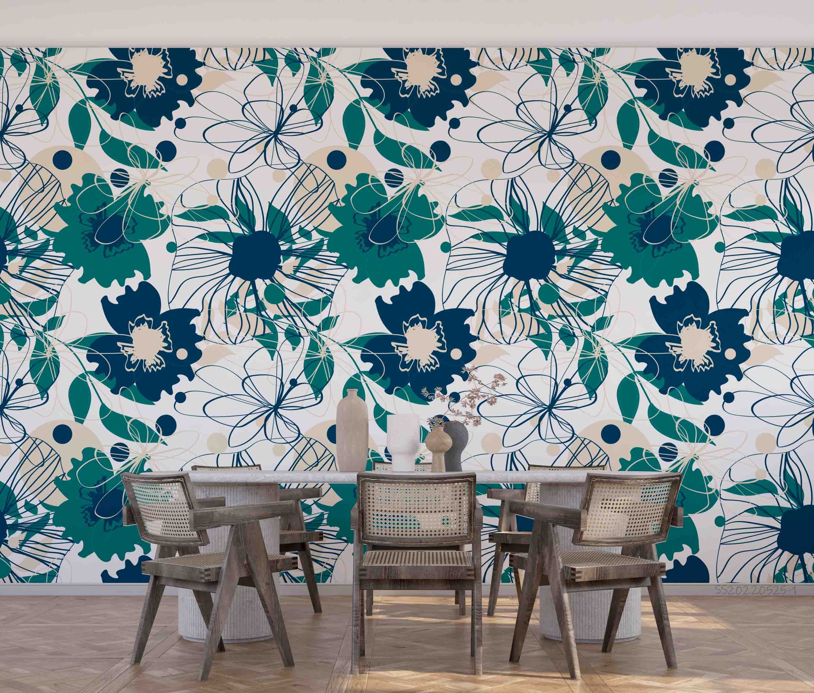 3D Watercolor Floral Green Wall Mural Wallpaper GD 4808- Jess Art Decoration