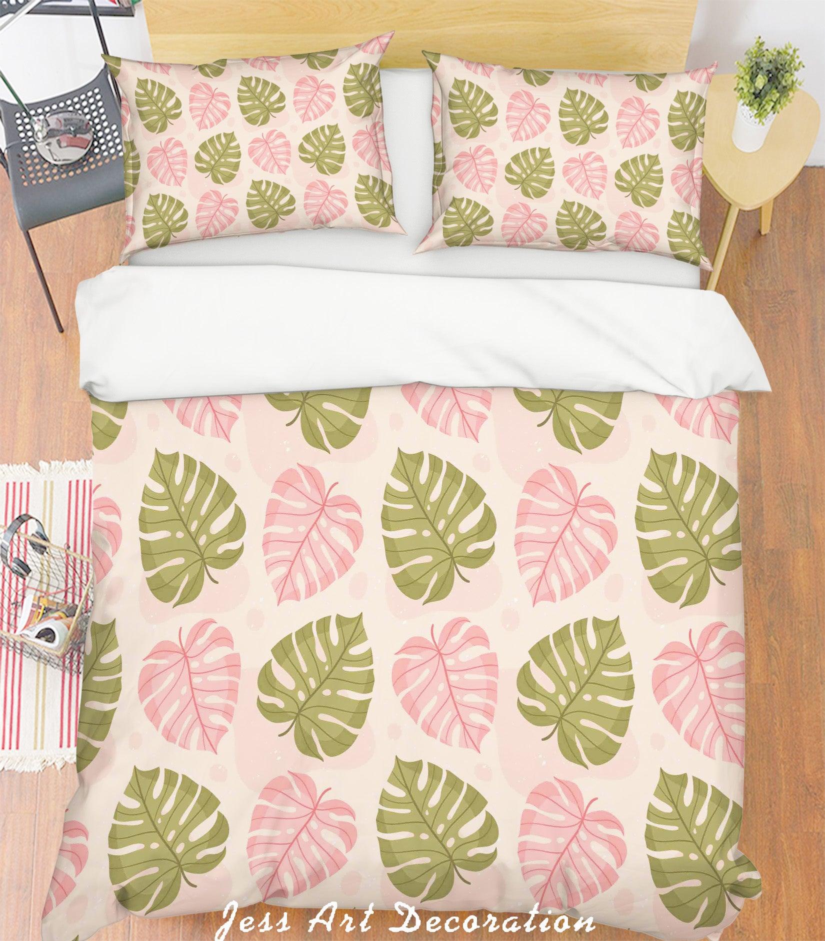 3D Pink Leaves Quilt Cover Set Bedding Set Pillowcases 205- Jess Art Decoration
