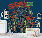 3D Blue Spray Master Skateboard Wall Mural Wallpaper SF19- Jess Art Decoration