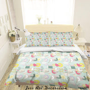 3D Abstract Hand Draw Cartoon Bird Pattern Quilt Cover Set Bedding Set Duvet Cover Pillowcases WJ 3543- Jess Art Decoration