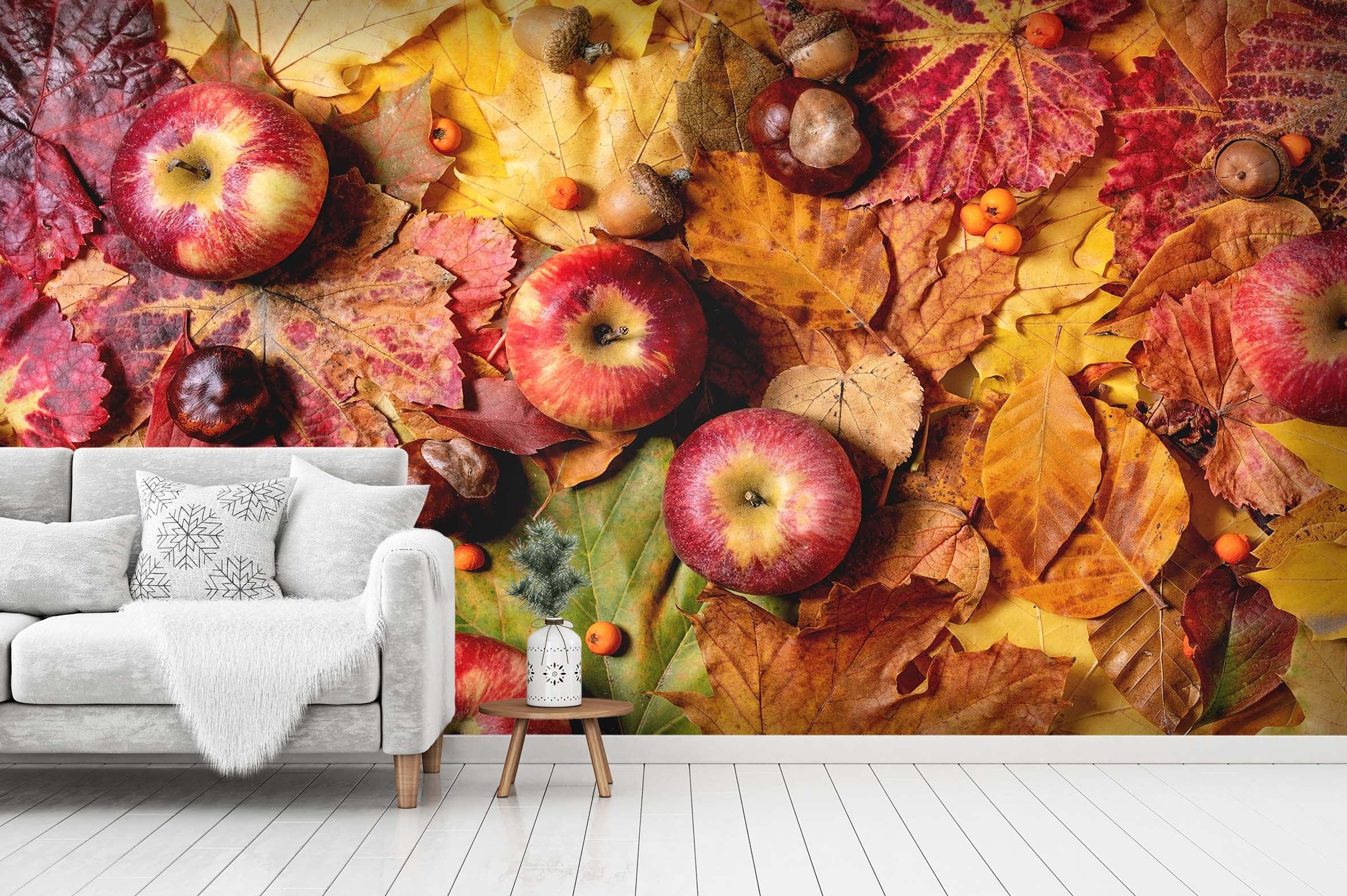 3D apple leaves wall mural wallpaper 66- Jess Art Decoration