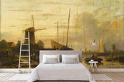 3D nordic windmill fishing boat oil painting wall mural wallpaper 4- Jess Art Decoration