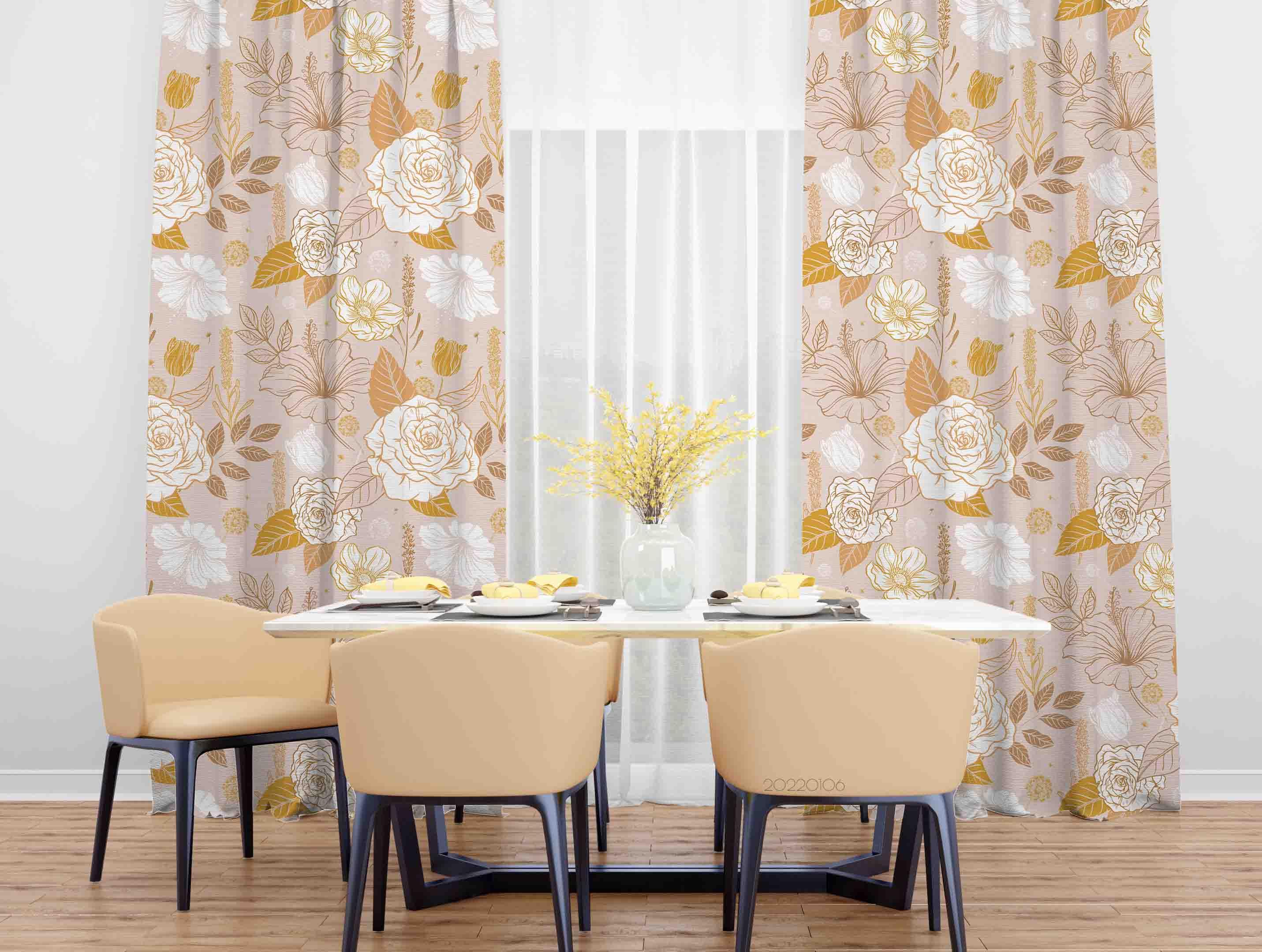 3D Vintage Flower Plant Pattern Curtains and Drapes GD 218- Jess Art Decoration