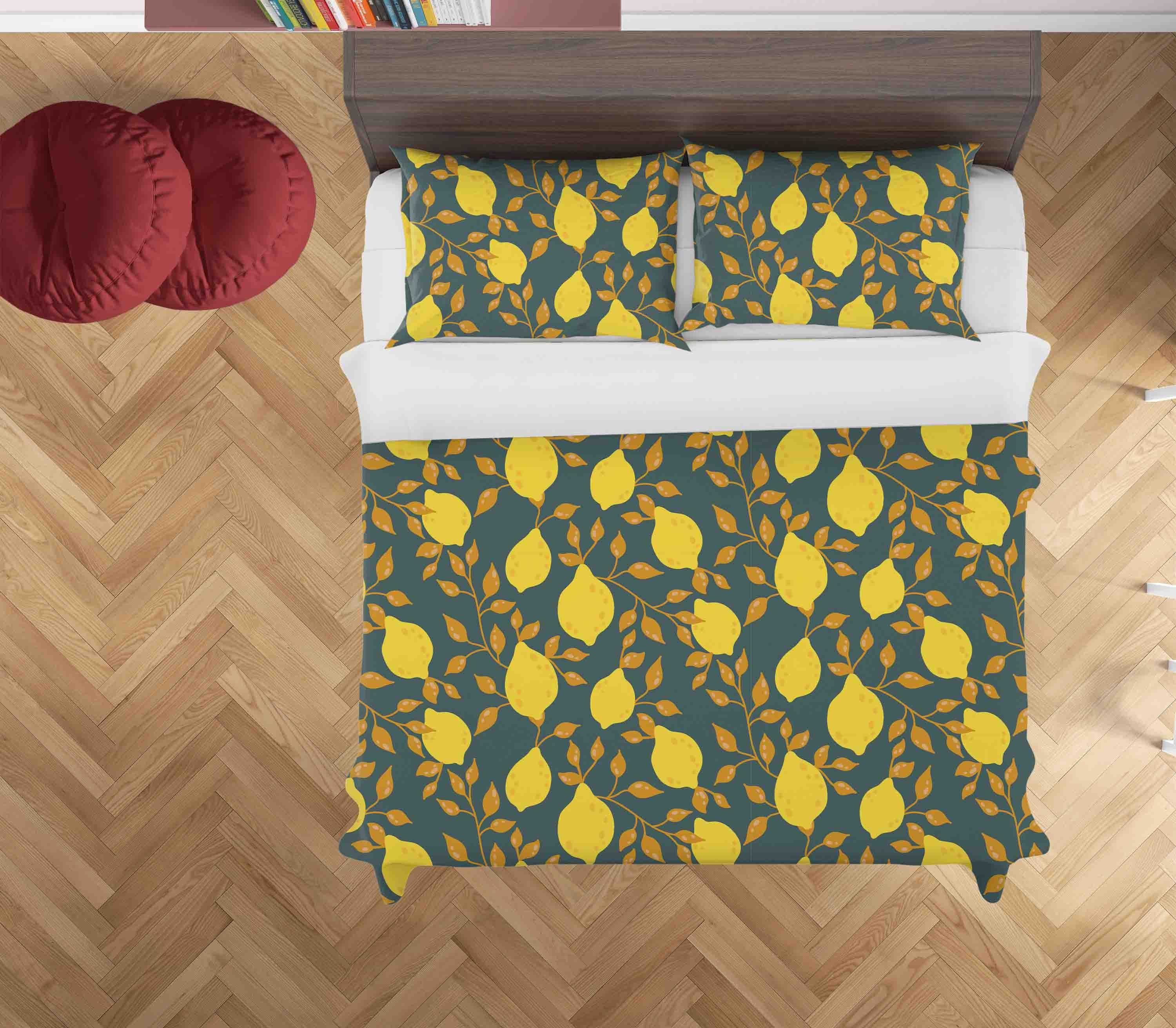 3D Vintage Lemon Pattern Quilt Cover Set Bedding Set Duvet Cover Pillowcases LXL- Jess Art Decoration
