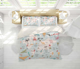 3D Blue Animal World Map Aircraft Quilt Cover Set Bedding Set Pillowcases 28- Jess Art Decoration