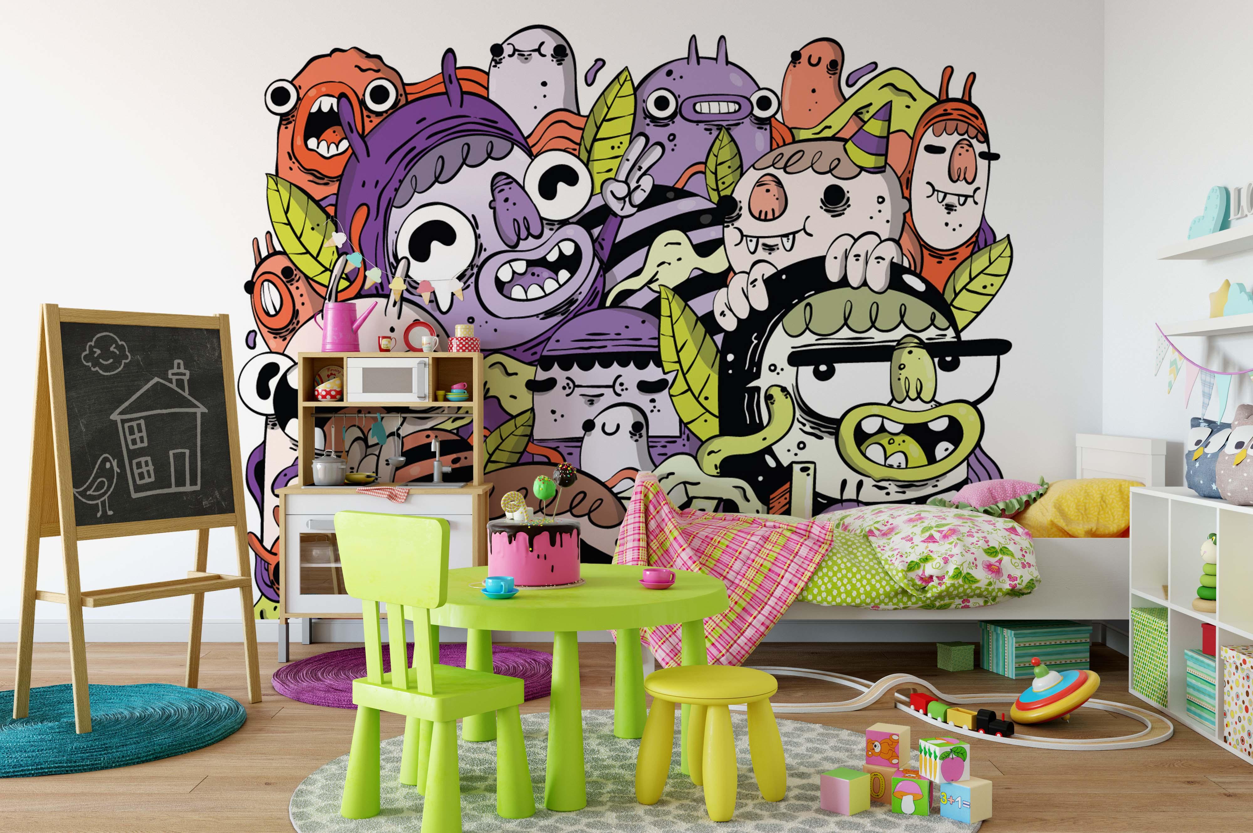 3D Abstract Monster Graffiti Wall Mural Wallpaper 276- Jess Art Decoration