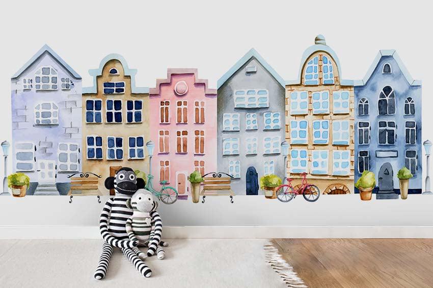 3D Hand Painted Building Wall Mural Wallpaper 119- Jess Art Decoration