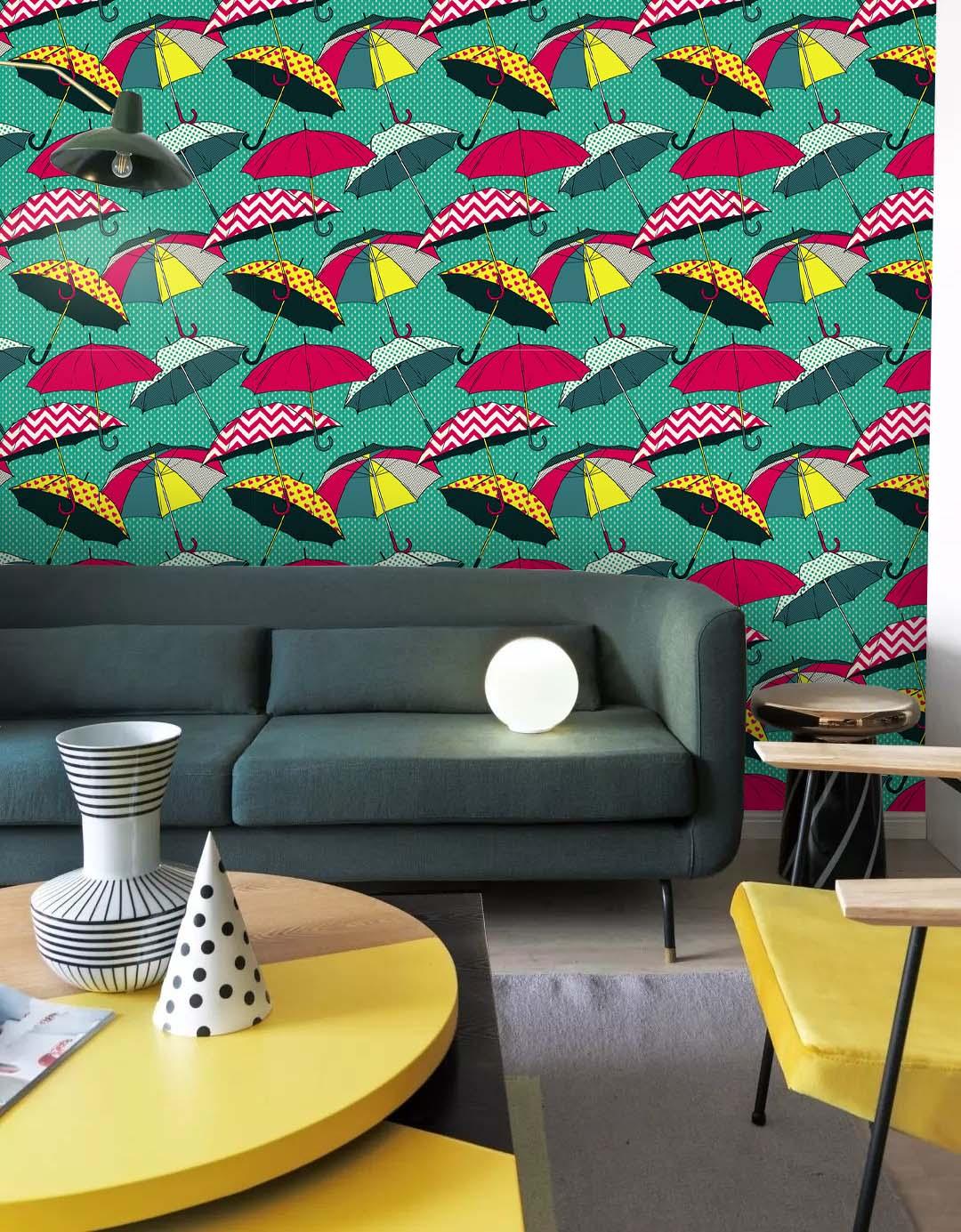 3D Umbrella Green Wall Mural Wallpaper 76- Jess Art Decoration