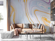 3D White Golden Marble Texture Flowing Wall Mural Wallpaper SWW3626- Jess Art Decoration