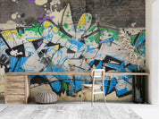 Brick Graffiti Wallpaper urban graffiti wall mural for teen room, studio or feature wall