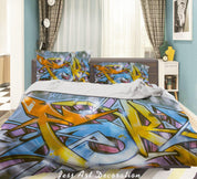 3D Abstract Colored Street Graffiti Quilt Cover Set Bedding Set Duvet Cover Pillowcases 165- Jess Art Decoration