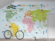 3D Cartoon Color Abstract Animal Map World Wall Mural Wallpaper SWW5135- Jess Art Decoration