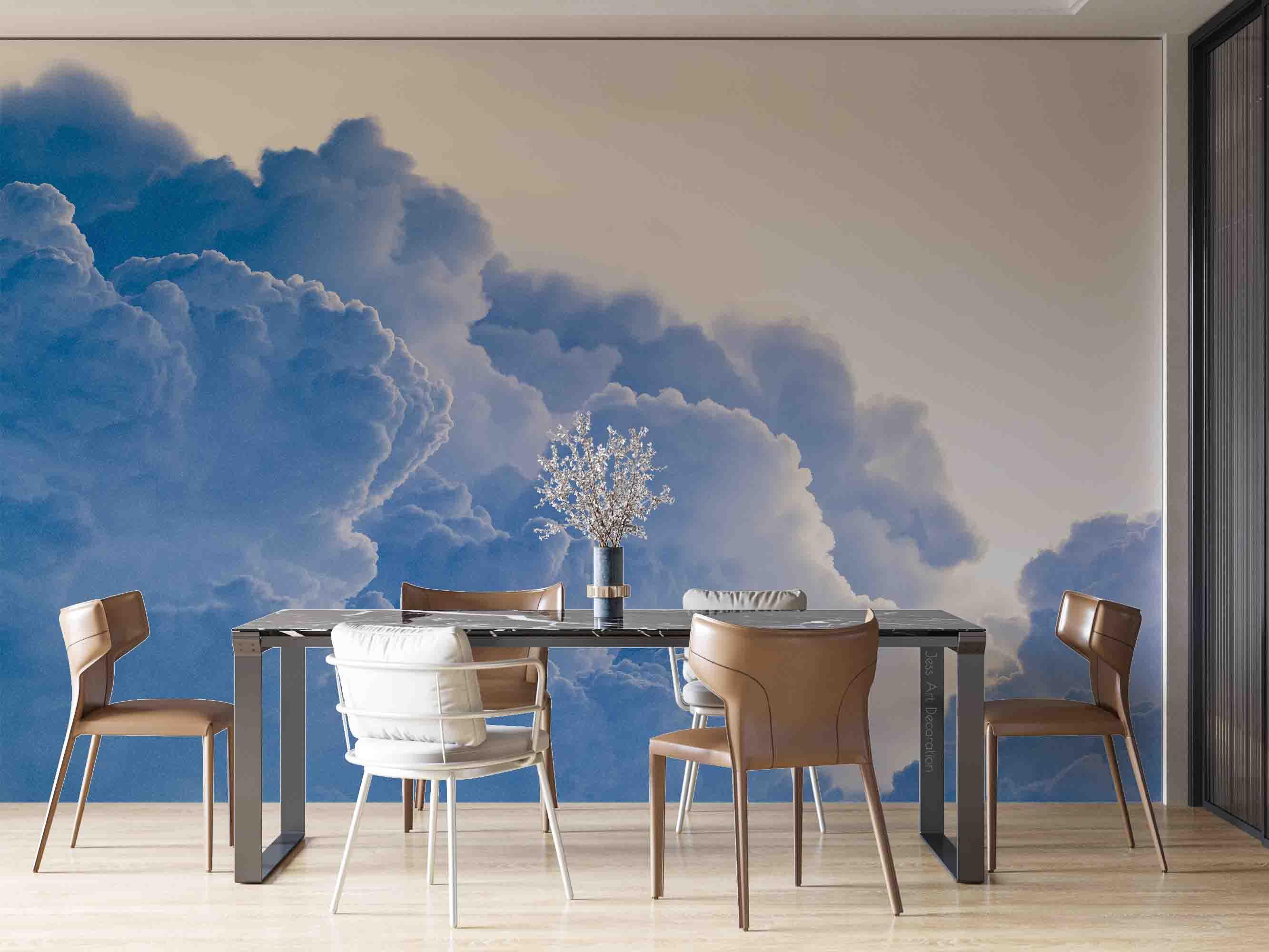 3D Blue Clouds Wall Mural Wallpaper sww  225- Jess Art Decoration