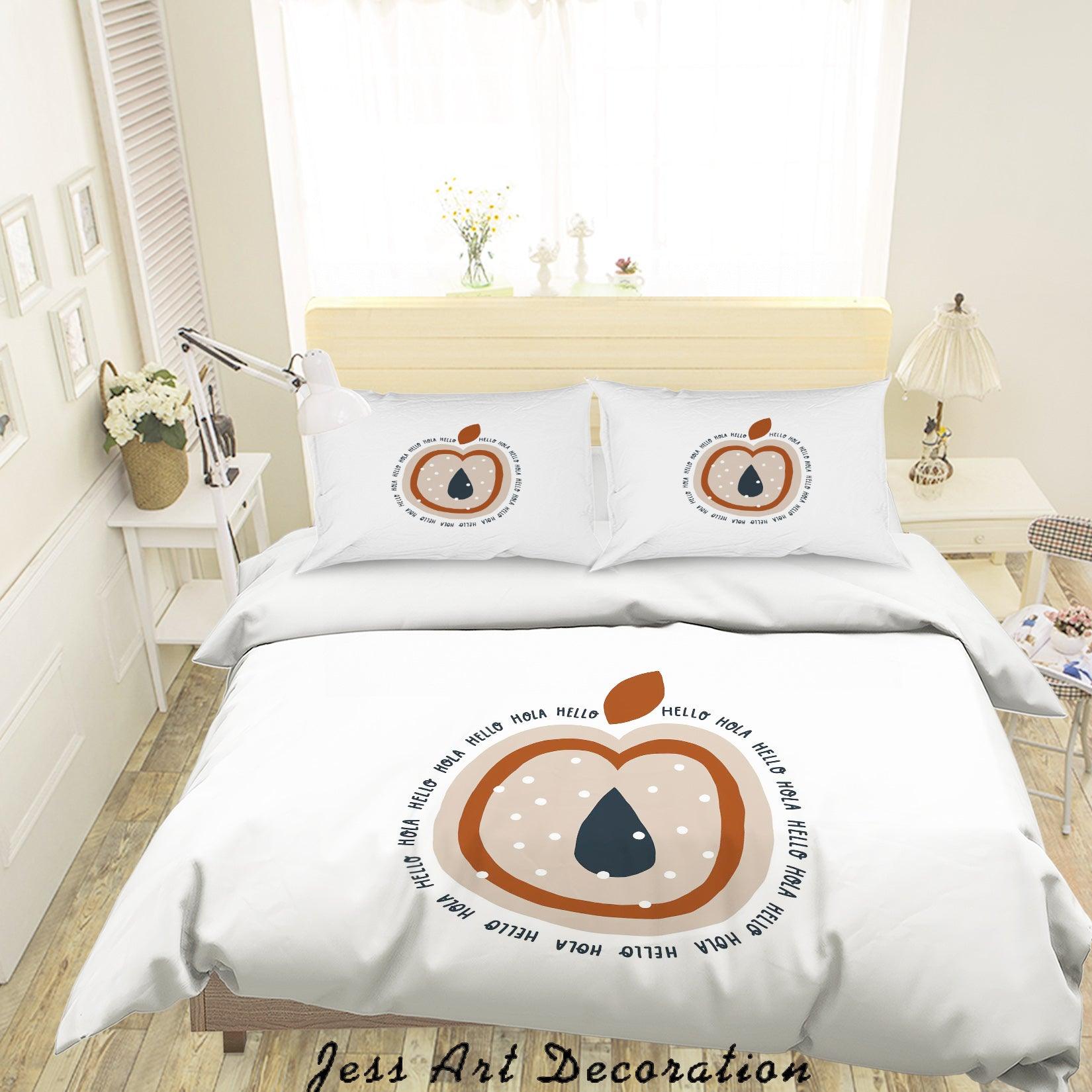 3D White Apple Quilt Cover Set Bedding Set Duvet Cover Pillowcases SF72- Jess Art Decoration