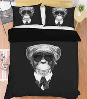 3D Hand Drawn Animal Black Monkey Quilt Cover Set Bedding Set Duvet Cover Pillowcases 130 LQH- Jess Art Decoration