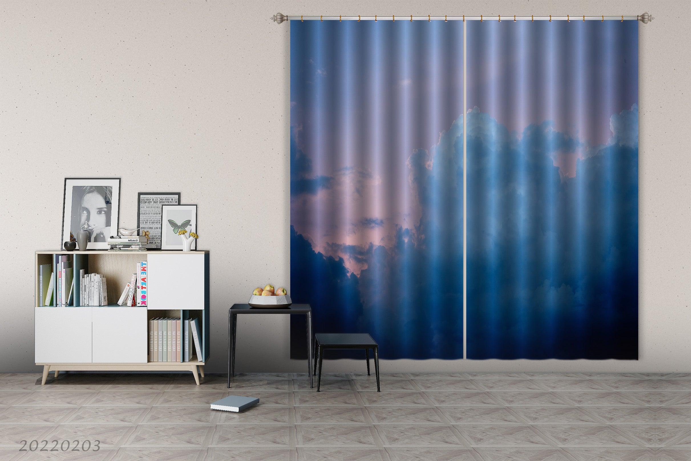 3D Abstract Blue Cloud Pattern Curtains and Drapes GD 1051- Jess Art Decoration