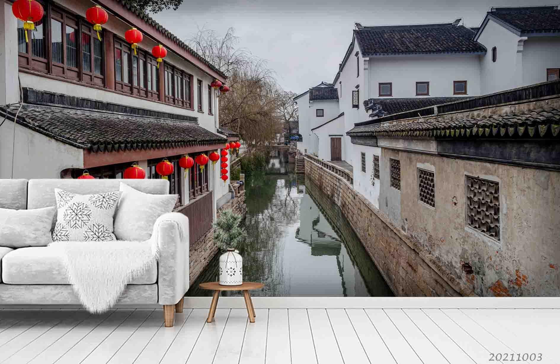 3D Chinese Architecture Landscape Wall Mural Wallpaper LQH 510- Jess Art Decoration