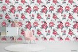3D Hand Sketching Red Floral Leaves Plant Wall Mural Wallpaper LXL 1310- Jess Art Decoration