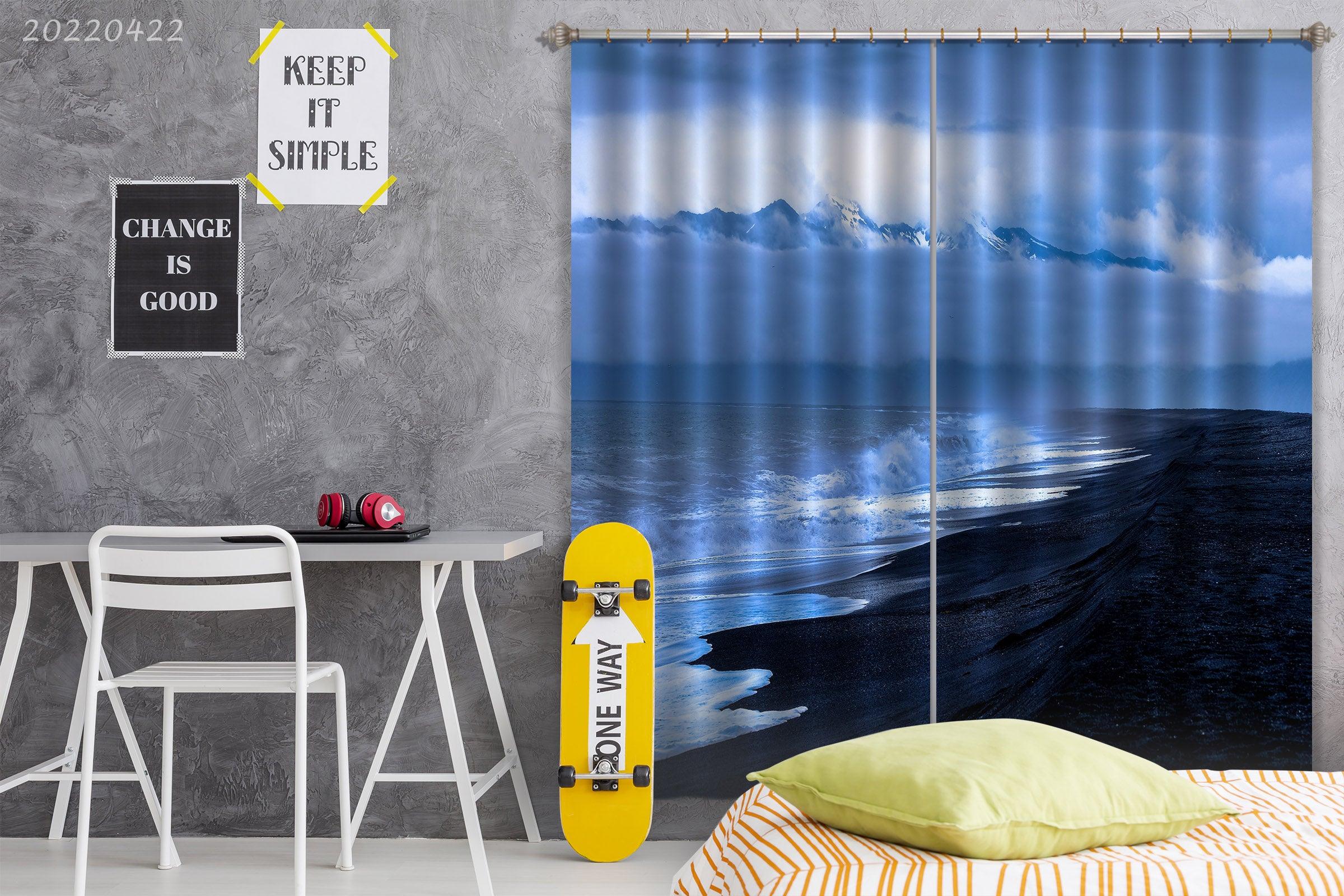 3D Landscape Ocean Wave Coast Cloudy Curtains and Drapes GD 4262- Jess Art Decoration